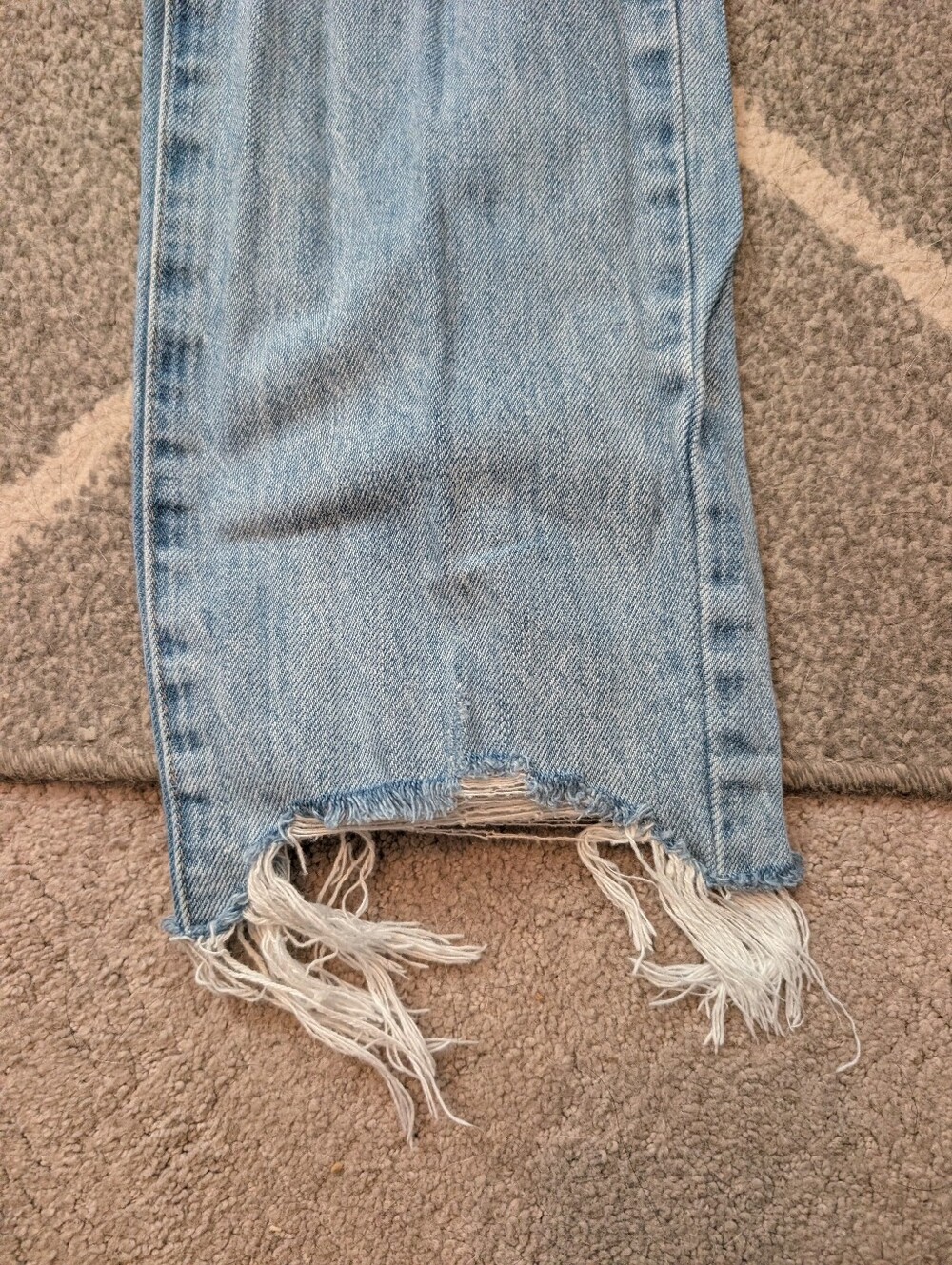 Pistola High Rise Distressed Straight Leg Jeans Light Wash Raw Hem Size 26 - Picture 5 of 7